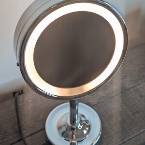 Elegant Illuminated Silver Vanity Mirror
